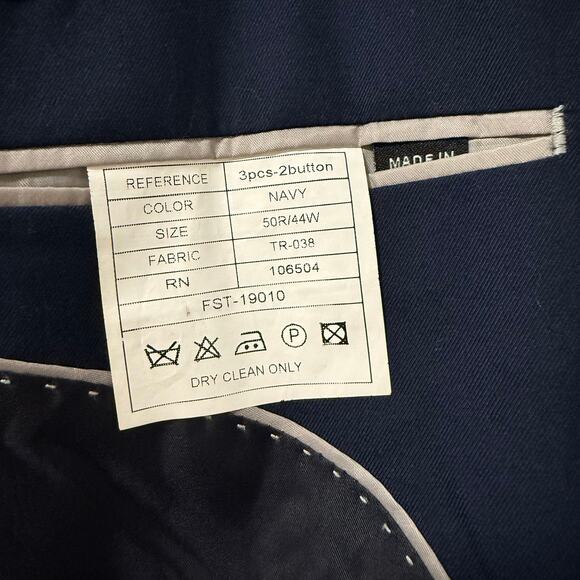 Alain Dupetit Men's Blue Navy Two Button 2 Piece Suit Set Size 50R/ 44W - Picture 6 of 10
